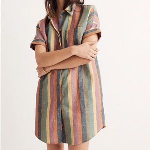 Madewell Courier Shirtdress in Rainbow Stripe NEW